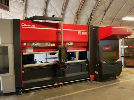 110 TON AMADA HG1003ATC SERVO-HYD CNC PRESSBRAKE W/AUTO TOOL CHANGER,MFG:2015