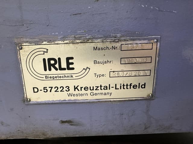 IRLE Model B100 HHG Hydraulic Ring/Section Rolling Machine. Year 1993