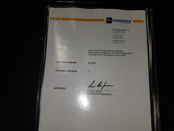 FABREEKA PNEUMATIC ISOLATION SYSTEM W/ PAL 21 ISOLATORS - *NEW*