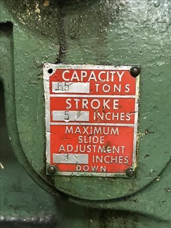 V&O PARTSMASTER SS2-65-44 STRAIGHT SIDE DOUBLE CRANK HIGH SPEED PRESS